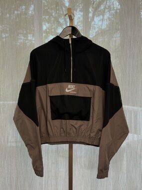 Nike Mesh Sportswear Hooded Jacket | Black/Moon Fossil/White | Women's XL